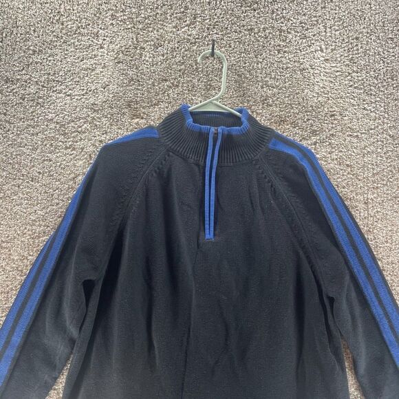 Eddie Bauer Sweater Adult XLT Black Blue Stripe Heavy Knit Pullover 1/4 Zip Mens - Picture 3 of 11
